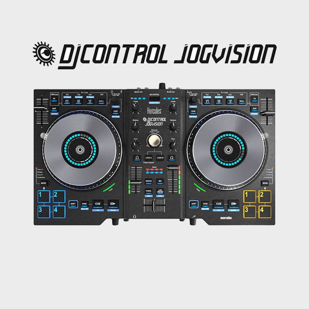 Hercules Djcontrol Jogvision 2-Channel USB DJ Controller with Animated In-Jog LED Displays & Motion-Sensor Effects for Serato DJ Lite