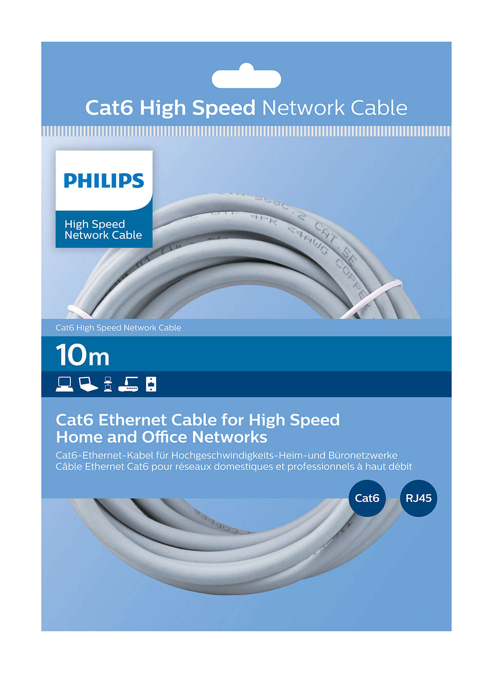 PHILIPS 10 M Cat6 Network Cable ( GREY )-SWN2210G/10-Network Cable-Philips-computerspace