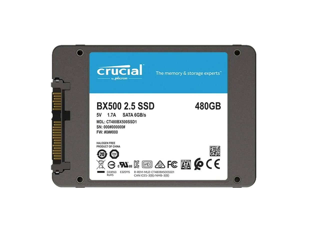 Crucial BX500 480GB 3D NAND SATA 2.5-inch SSD