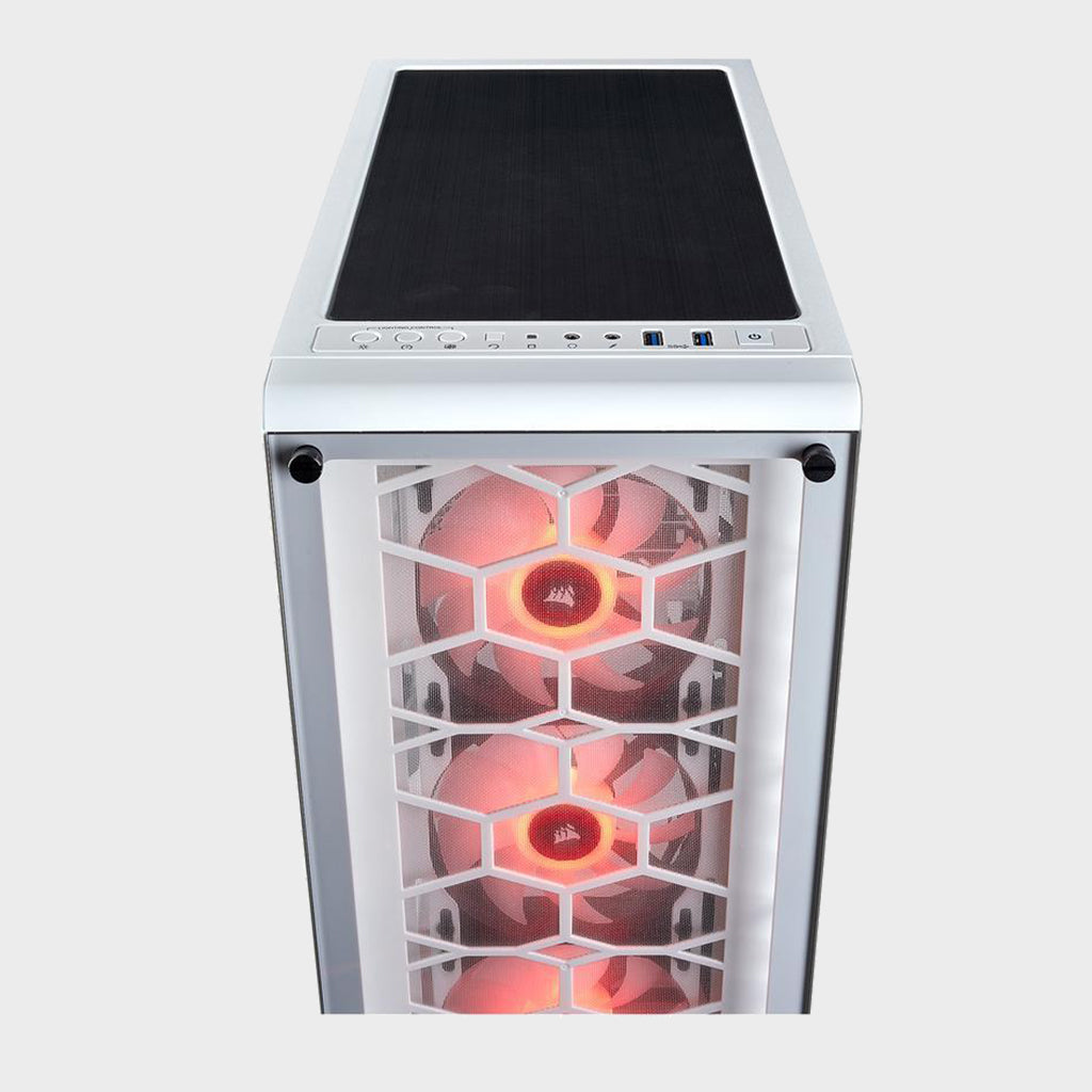 CORSAIR CRYSTAL SERIES 460X WHITE RGB MID TOWER TEMPERED GLASS CABINET
