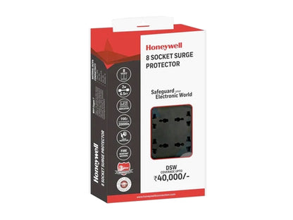 Honeywell Master Switch 8 Socket Surge Protector (Black)