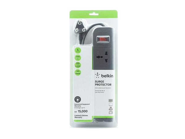 Belkin 4 Socket Surge Protector - F9E400zb1.5MGRY