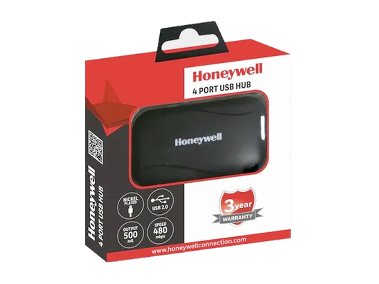 Honeywell 4 port USB Non-Powered Hub 2.0- Black